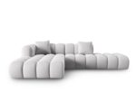 Ecksofa Halley 5-Sitzer linksseitig aus Samt, silber