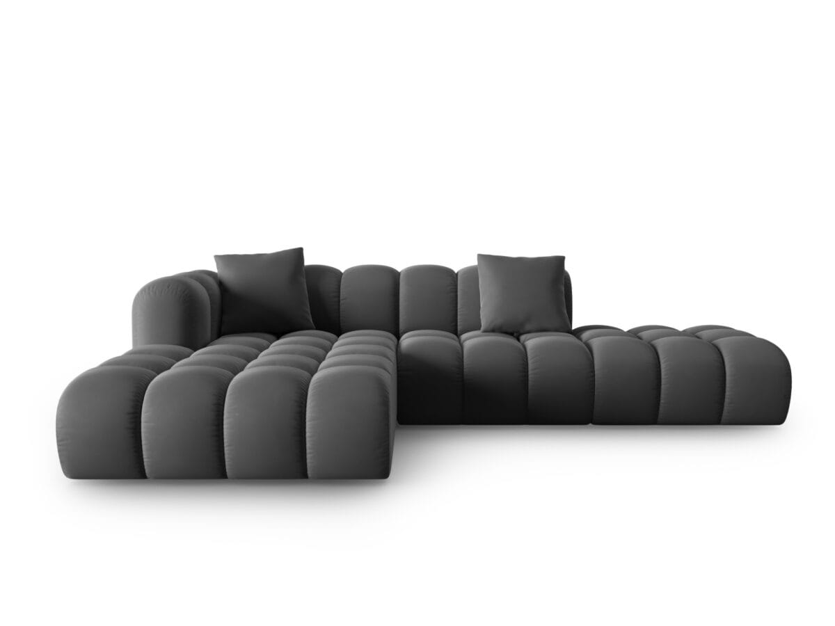 Ecksofa Halley 5-Sitzer linksseitig aus Samt, grau