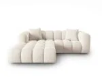 Ecksofa Halley 3-Sitzer linksseitig aus Samt, hellbeige
