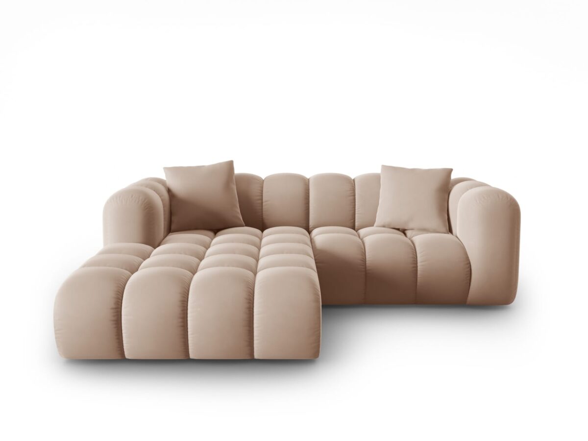 Ecksofa Halley 3-Sitzer linksseitig aus Samt, beige