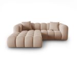 Ecksofa Halley 3-Sitzer linksseitig aus Samt, beige