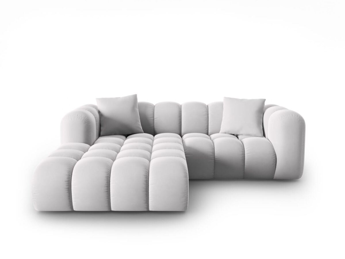 Ecksofa Halley 3-Sitzer linksseitig aus Samt, silber