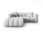 Ecksofa Halley 3-Sitzer linksseitig aus Samt, silber
