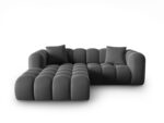 Ecksofa Halley 3-Sitzer linksseitig aus Samt, grau