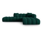 Ecksofa Halley 5-Sitzer rechtsseitig aus Samt, flaschengrün