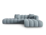 Ecksofa Halley 5-Sitzer rechtsseitig aus Samt, hellblau
