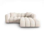 Ecksofa Halley 3-Sitzer rechtsseitig aus Samt, hellbeige