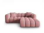 Ecksofa Halley 3-Sitzer rechtsseitig aus Samt, rosa