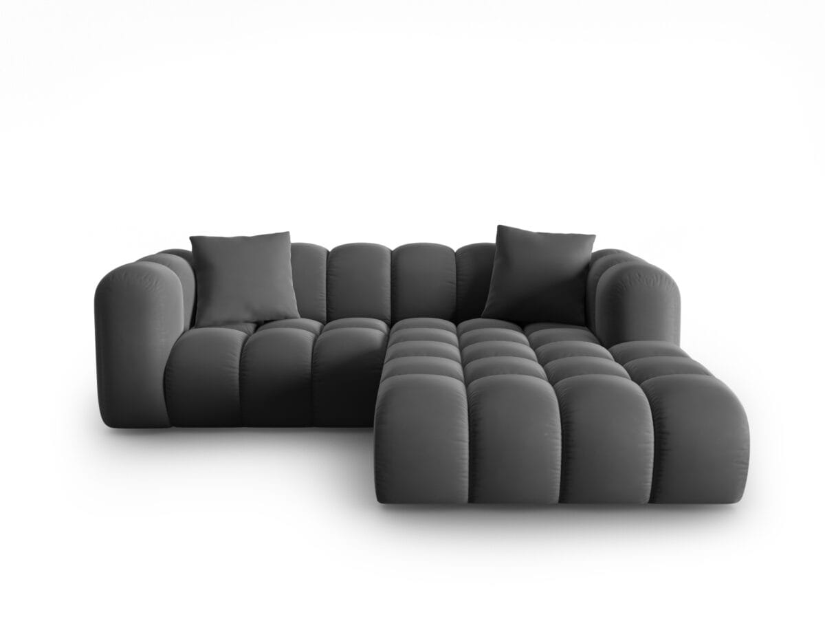 Ecksofa Halley 3-Sitzer rechtsseitig aus Samt, grau